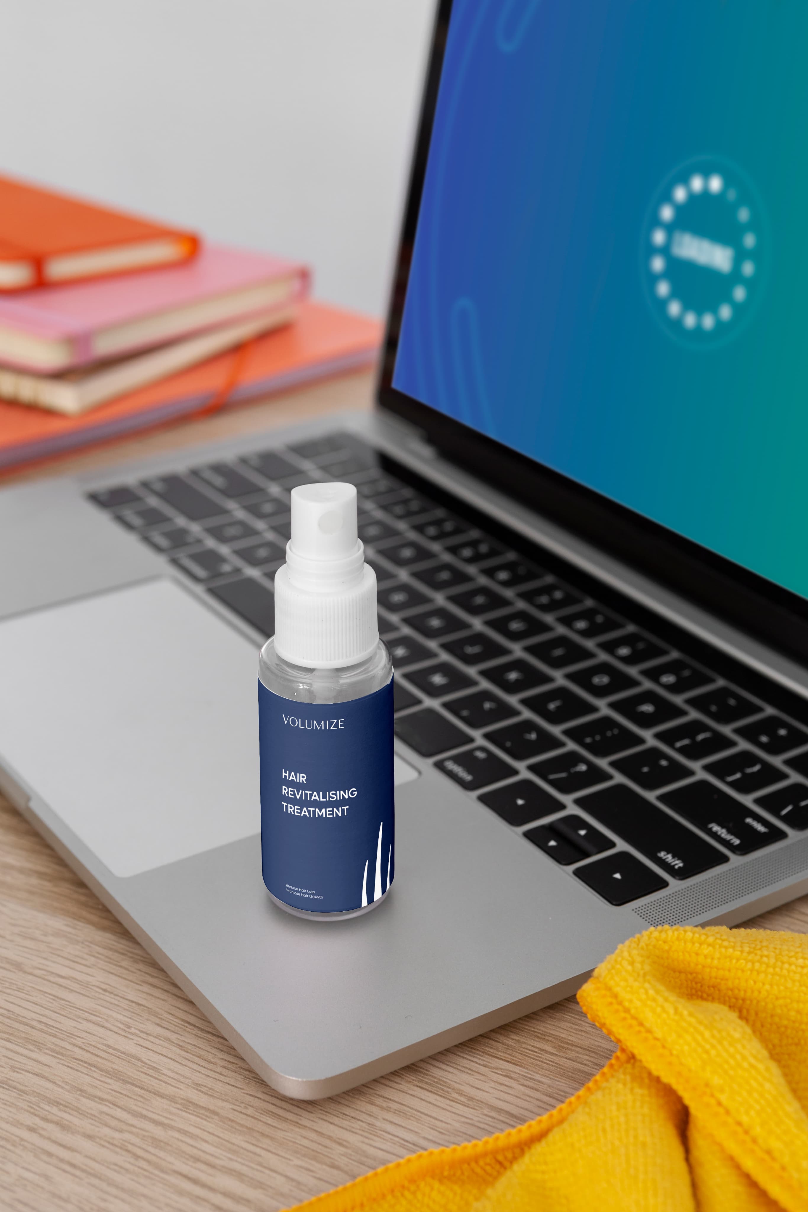 Volumize product with laptop